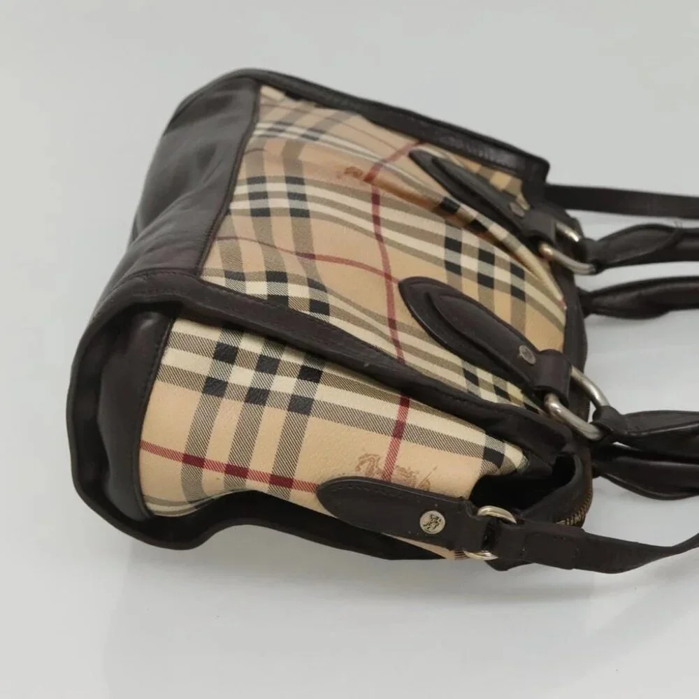 BURBERRY Nova Check Hand Bag PVC Leather 2way Beige Brown Auth 117724 - Picture 9 of 16